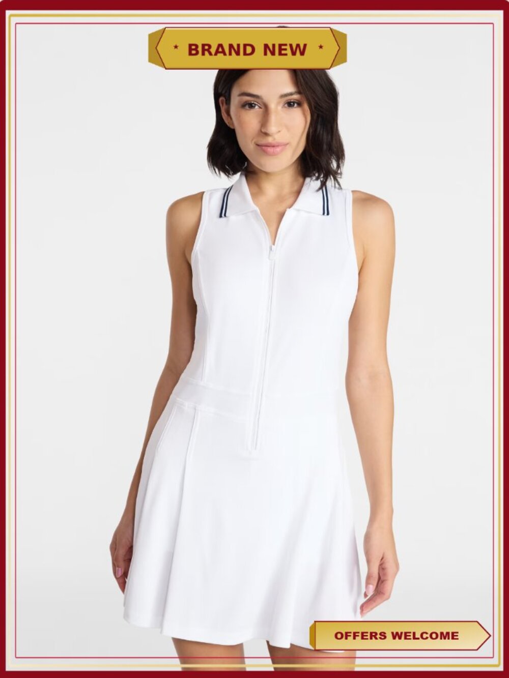 Sleeveless Golf Dress with Built-in Shorts and Pleated Skirt